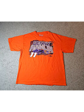 VTG Denny Hamlin #11 NASCAR T Shirt Orange Joe Gibbs Racing Chase Authentics